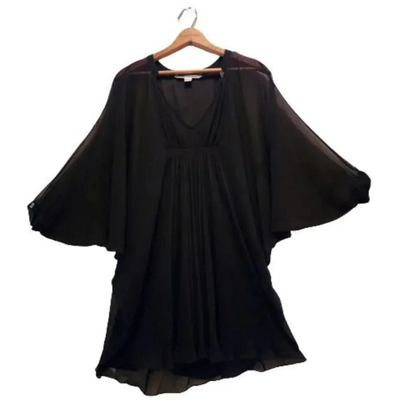 New Diane Von Furstenberg Fleurette Oversized Mini Dress Sz 0 Black Silk… - Picture 5 of 13